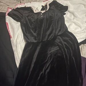 Hot Topic Black Velvet Skater Dress